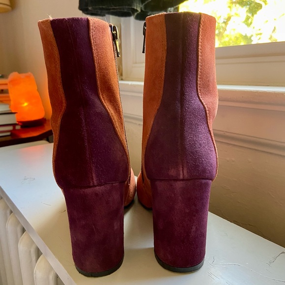 ASOS DESIGN Resilient Color Block Suede Boots Rust/Purple - Size 8.5 - Picture 2 of 7